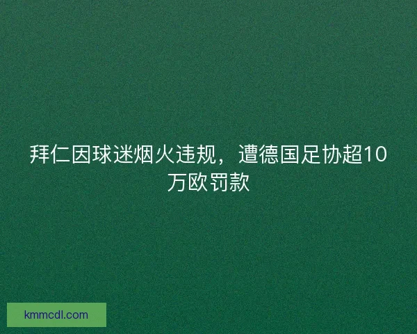 拜仁因球迷烟火违规，遭德国足协超10万欧罚款